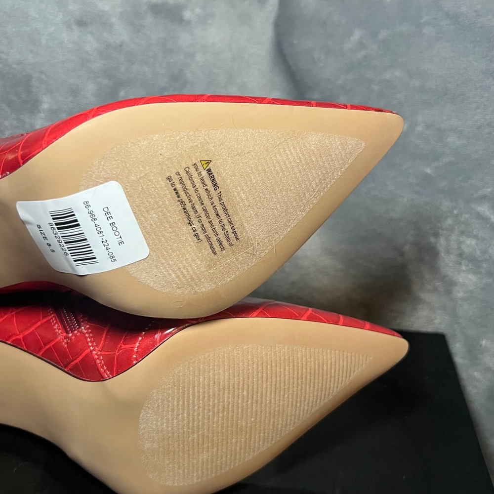 NY&C Red Croc Embossed Pointed Toe Stiletto Ankle Booties Women's 8.5 New in Box - Picture 7 of 8